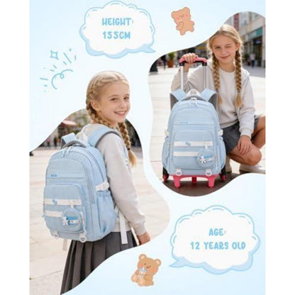 Schultrolley Mädchen mit Rollen & Laptopfach, Blau