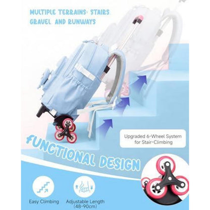 Schultrolley Mädchen mit Rollen & Laptopfach, Blau