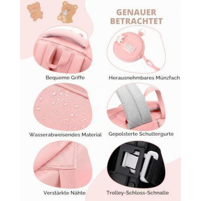 Schultrolley Mädchen mit Rollen & Laptopfach, Rosa