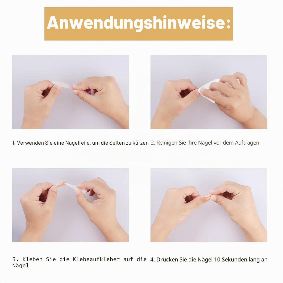 Kurze Nägel zum Aufkleben, Hellrosa Eckig mit Glanz
