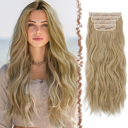 Lange gewellte Haarverlängerung Clip-in, Gemischtes Blond