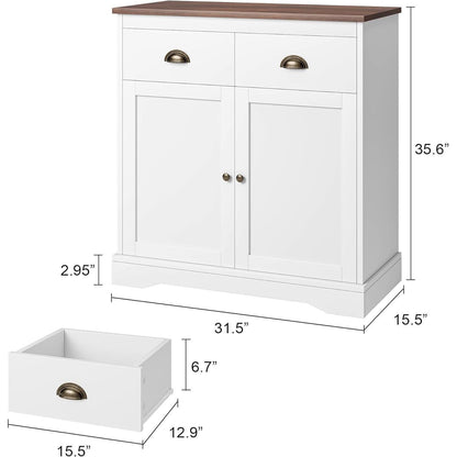 Küchenschrank mit Arbeitsplatte | Weißes Sideboard 80x40x90 cm