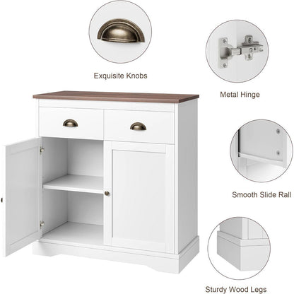 Küchenschrank mit Arbeitsplatte | Weißes Sideboard 80x40x90 cm