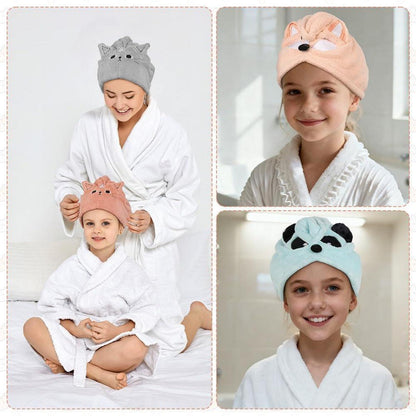 Haarturban 2er-Pack Mikrofaser Rosa Grau Katze