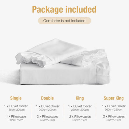 Weißer Rüschen-Bettbezug 200x200 cm - Bettwäsche-Set für Doppelbett