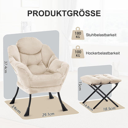 Lazy Chair mit Ottomane – Bequemer Ohrensessel mit Fußhocker
