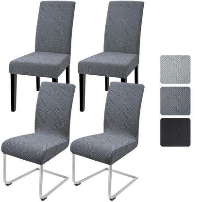 Jacquard Stuhlhussen Set Grau – Elastische Sitzbezüge für Stühle