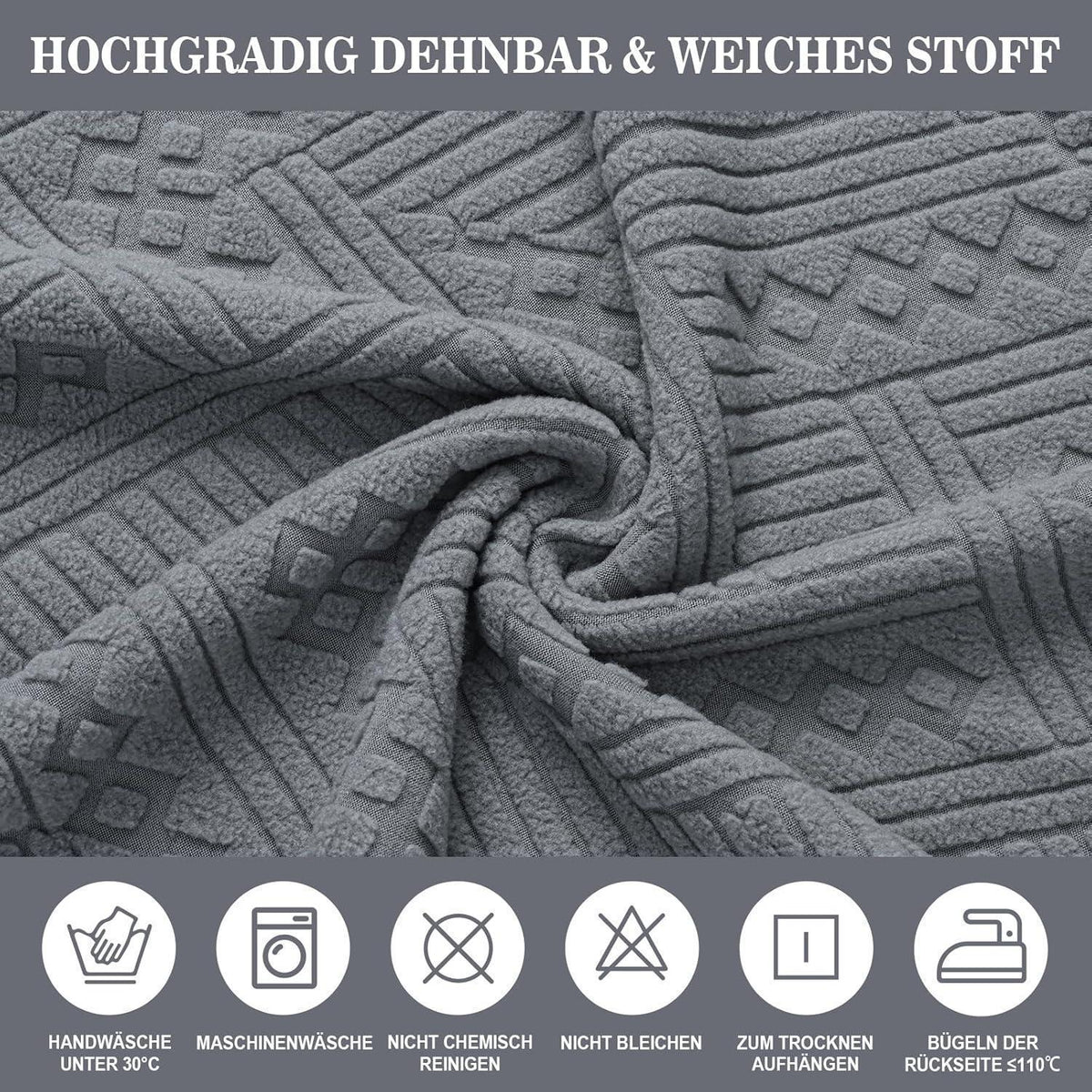 Jacquard Stuhlhussen Set Grau – Elastische Sitzbezüge für Stühle