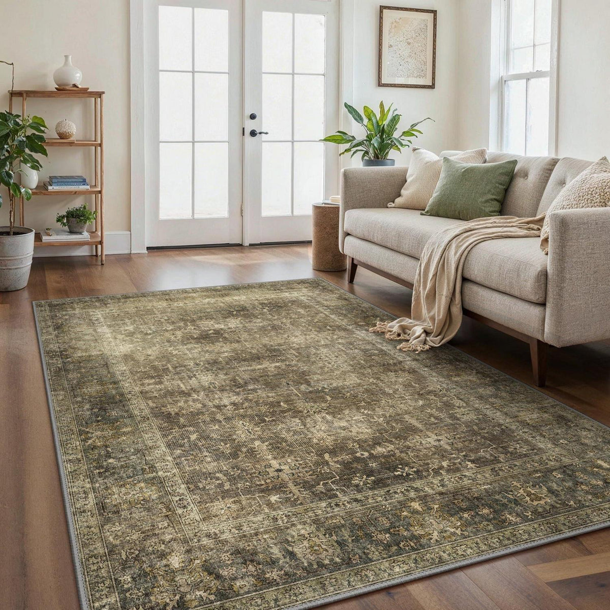 Vintage Teppich Wohnzimmer 160x230 cm Sandbraun