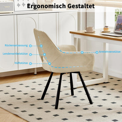 Drehbarer Esszimmerstuhl Set (4x) – Beige, Modern & Komfortabel