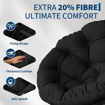 Ergonomischer Papasan Sessel Grau mit Kissen & 360° Drehung