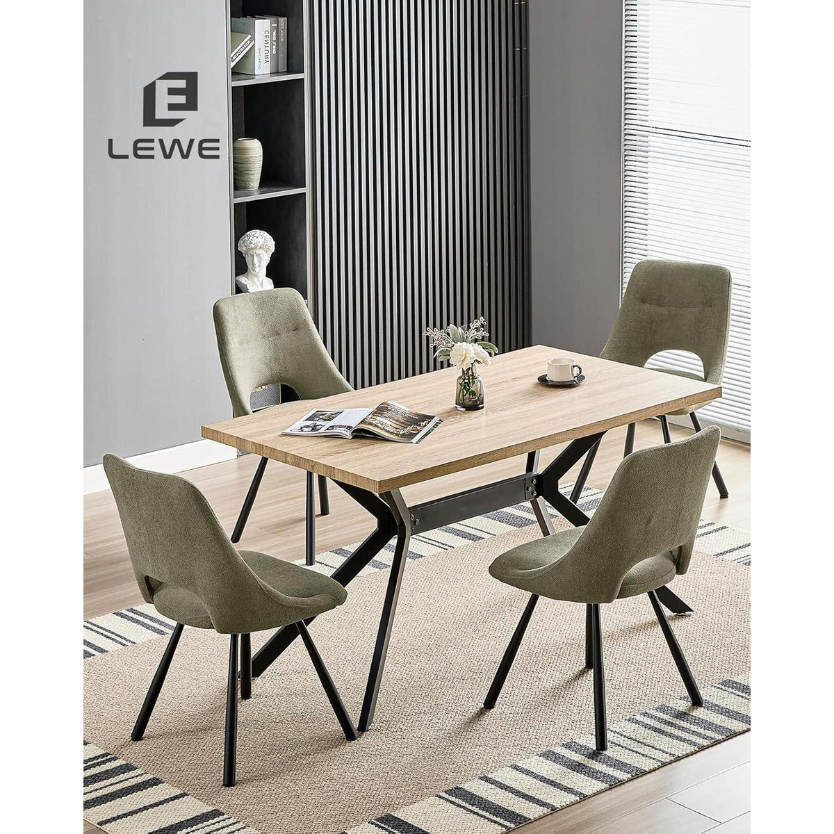 Drehbare Esszimmerstühle 2er Set – Bequemer Polsterstuhl Graugrün
