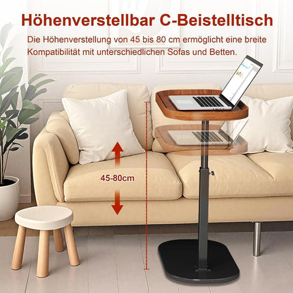 Höhenverstellbarer C-förmiger Beistelltisch – 30x45cm, 360° drehbar
