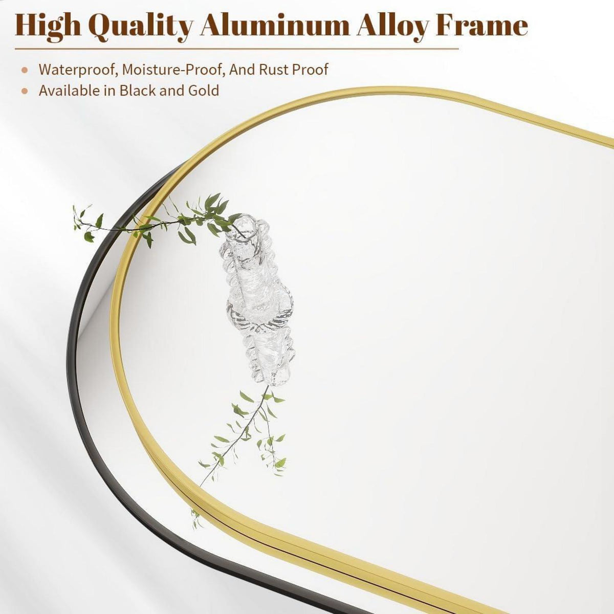 Bogen Wandspiegel Gold 60x90 cm – Moderner Aluminiumrahmen