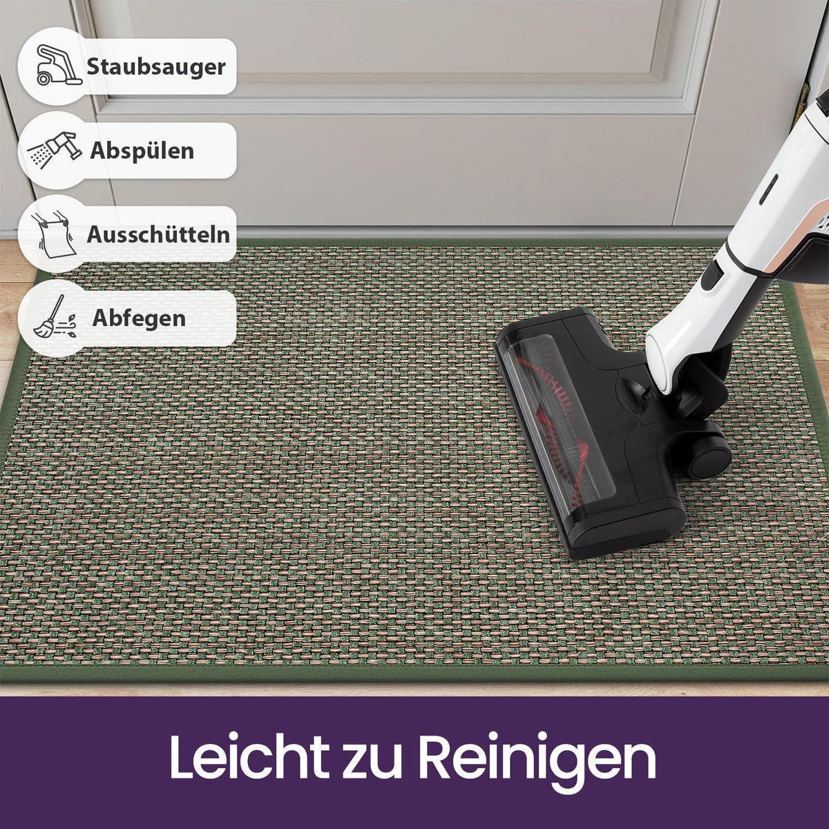 Fußmatte Innen Grün 90x140 cm – Rutschfest & Saugstark