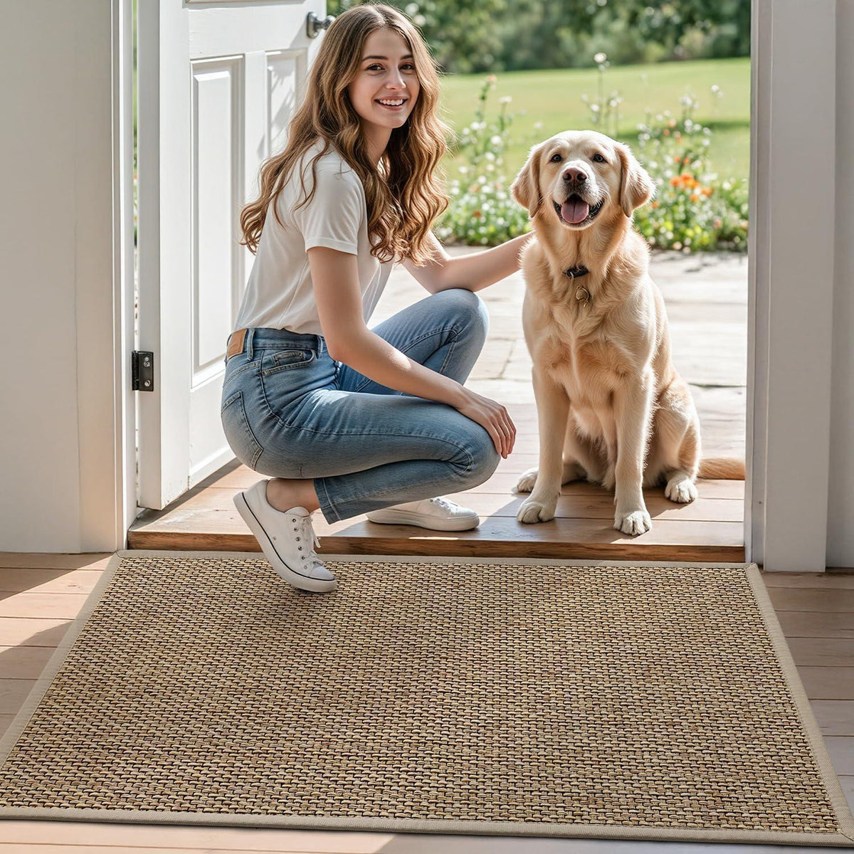 Fußmatte Innen rutschfest 90x140 cm – Saugstark & Beige