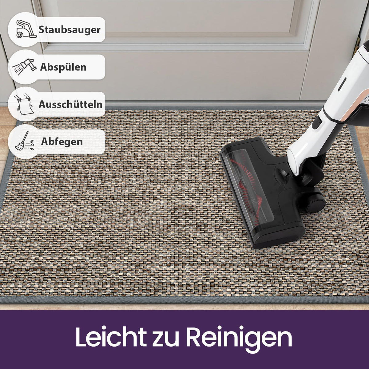 Fußmatte Grau 90x140 cm – Rutschfest & Saugstark für Innen