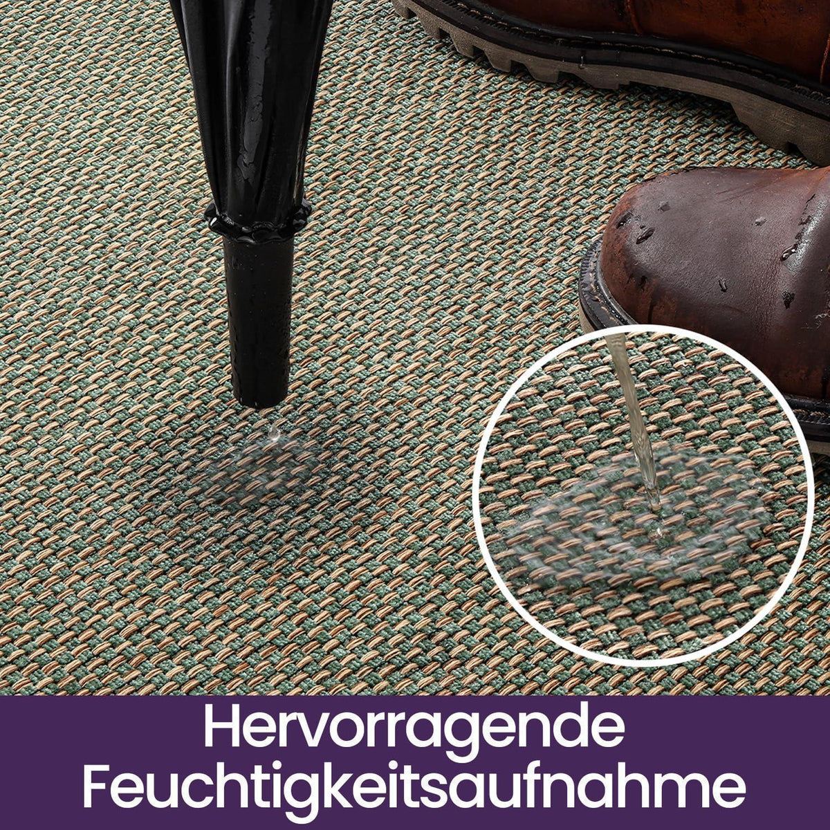 Fußmatte Grün 60x90 cm - Rutschfest & Saugstark