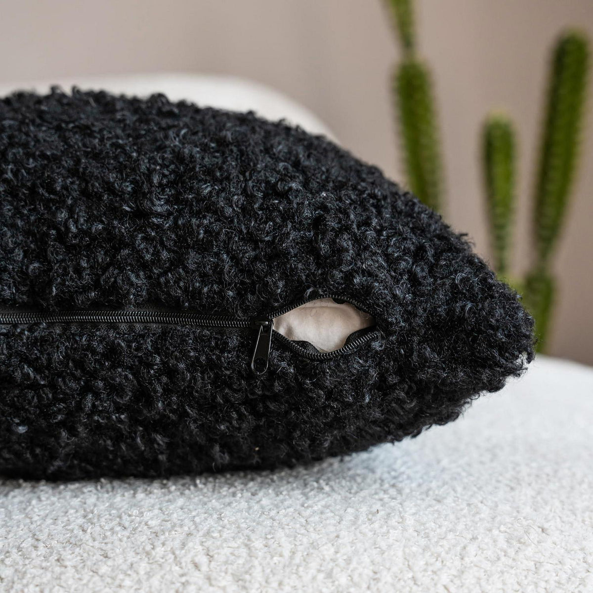 Weiche Teddy Wolle Kissenbezüge 30x50cm Schwarz 2er Set