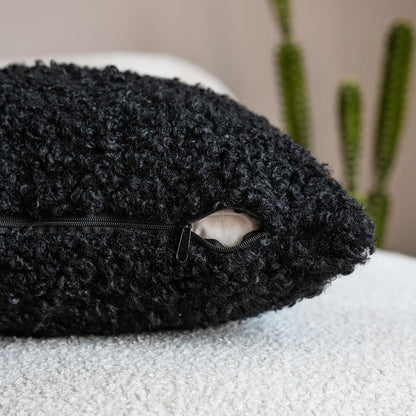 Weiche Teddy Wolle Kissenbezüge 30x50cm Schwarz 2er Set