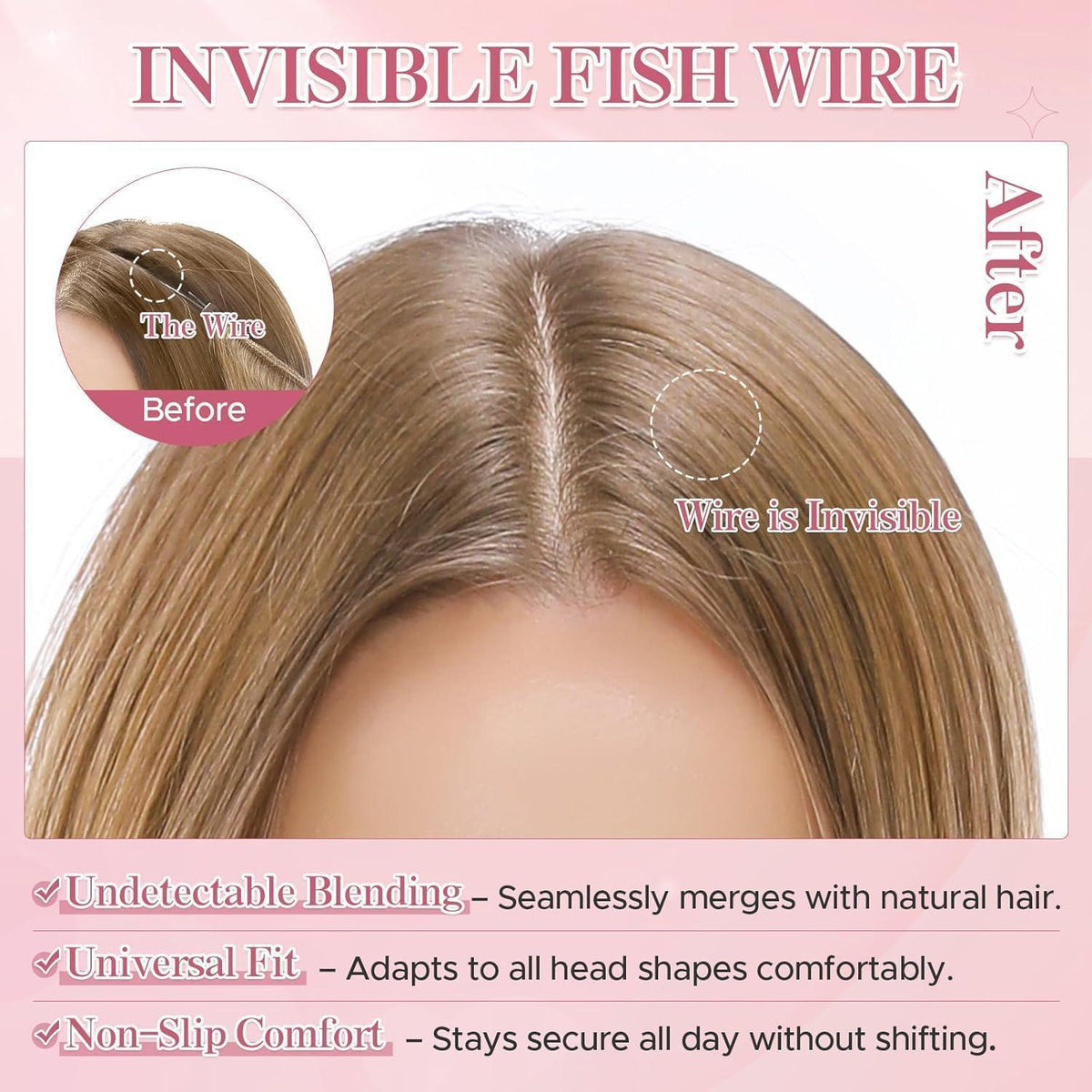 Echthaar Haarverlängerung Draht Tresse Weissbraun/Hellblond #12p613