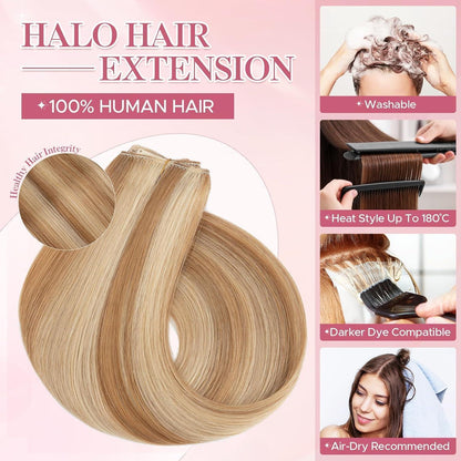 Echthaar Haarverlängerung Draht Tresse Weissbraun/Hellblond #12p613