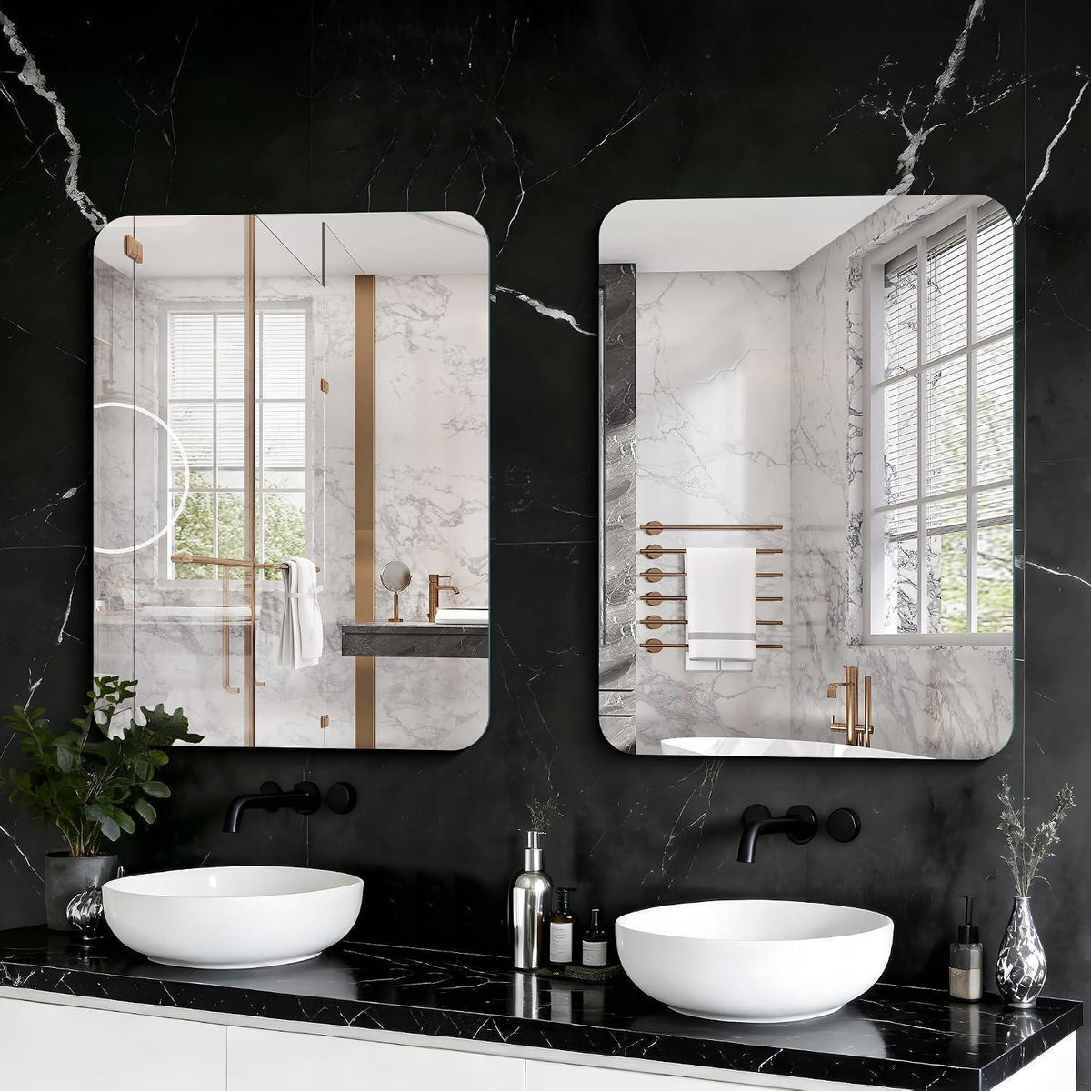 Rechteckiger rahmenloser Badezimmerspiegel 60x80 cm mit HD Reflexion