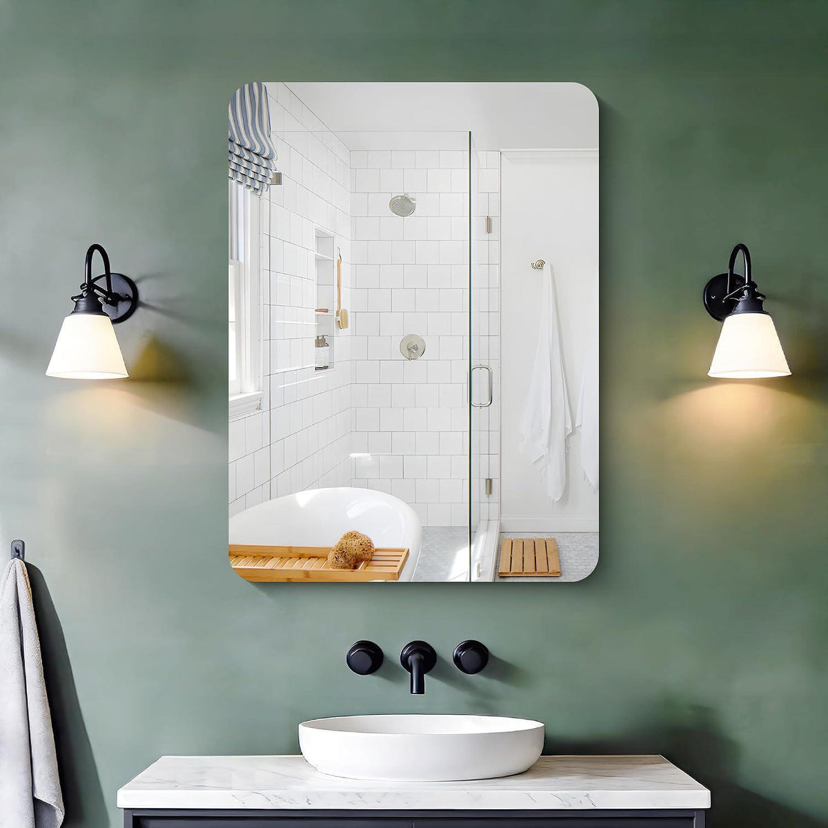 Rechteckiger rahmenloser Badezimmerspiegel 60x80 cm mit HD Reflexion