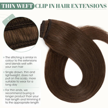 Echthaar Clip-Ins Mittelbraun #4 – 50cm, 8 Strähnen