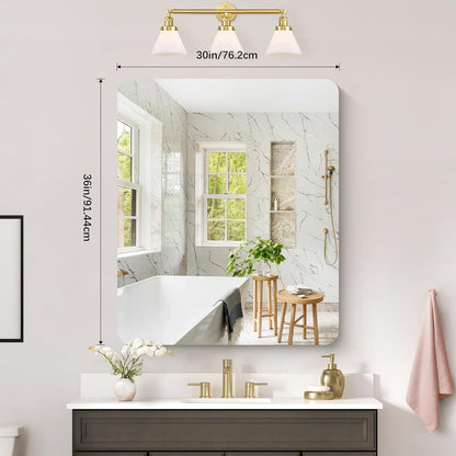 Rechteckiger rahmenloser Badezimmerspiegel 90x76 cm mit HD Reflexion