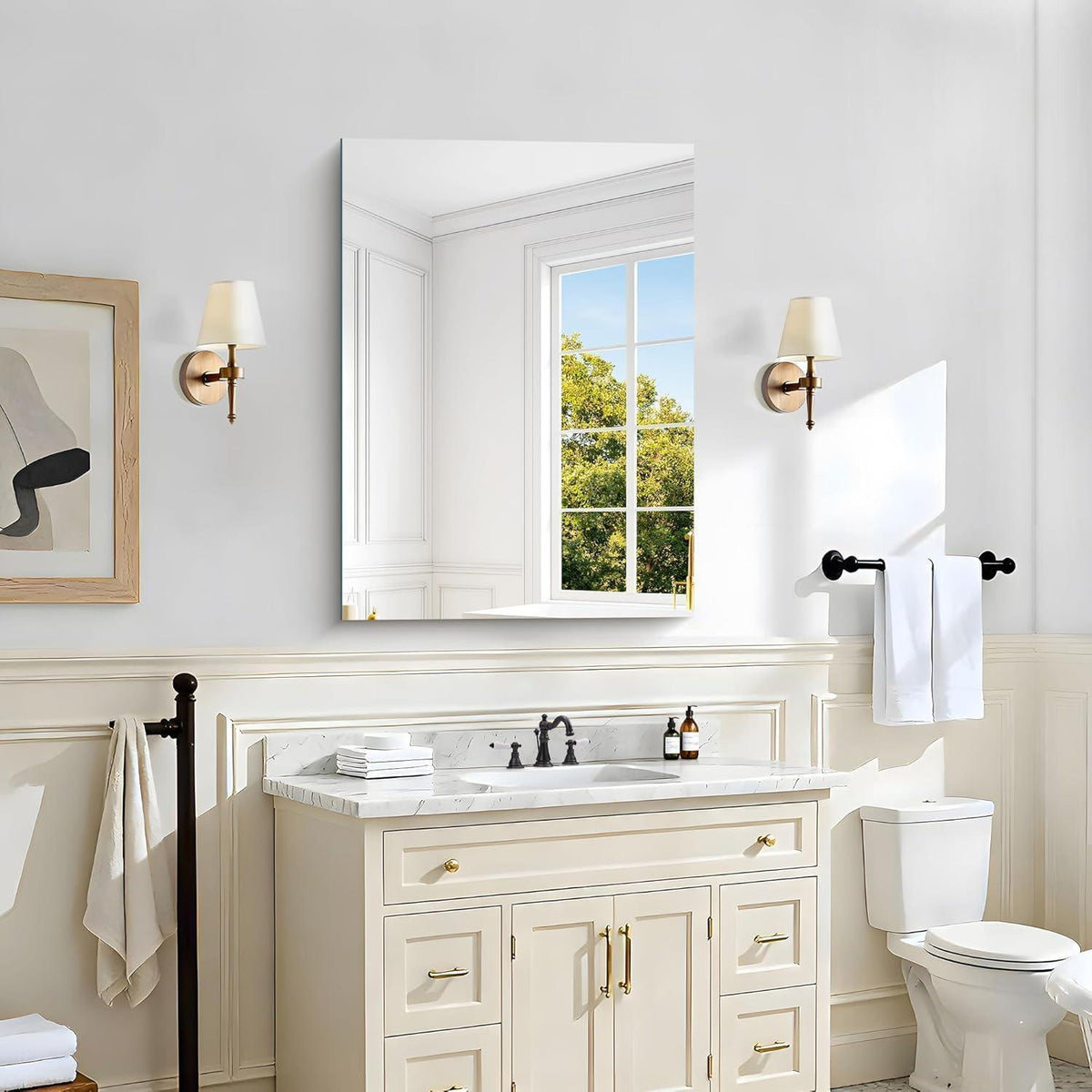 Rechteckiger rahmenloser Badezimmerspiegel 60x80 cm – HD Spiegelung