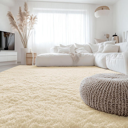 Hochflor Teppich Wohnzimmer 160x220 cm Beige