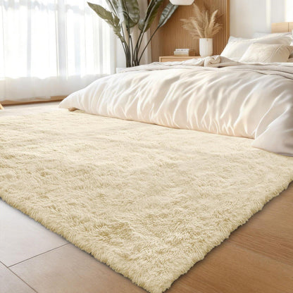Hochflor Teppich Wohnzimmer 160x220 cm Beige