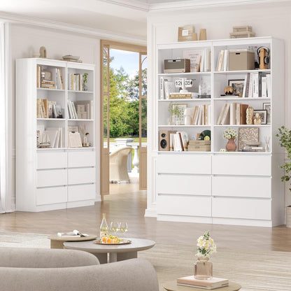 Bücherregal Hochschrank mit Schubladen & verstellbaren Ablagen