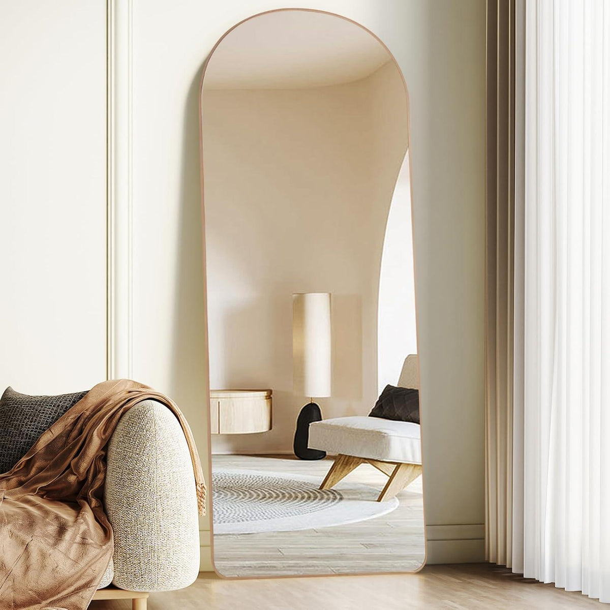 Ganzkörperspiegel 168x60cm, Gold – Gehärtetes Glas, Moderner Stil