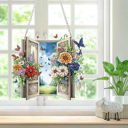 5D Diamantmalerei Blumen Fensterbild für Erwachsene