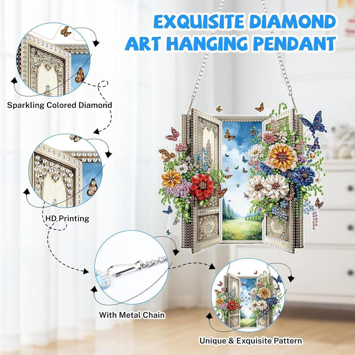 5D Diamantmalerei Blumen Fensterbild für Erwachsene