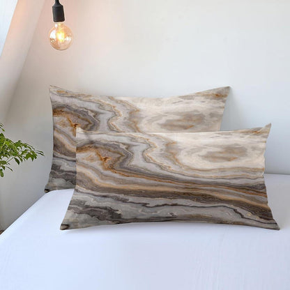 Marmor Bettwäsche Set 135x200 Braun Mikrofaser 4tlg.