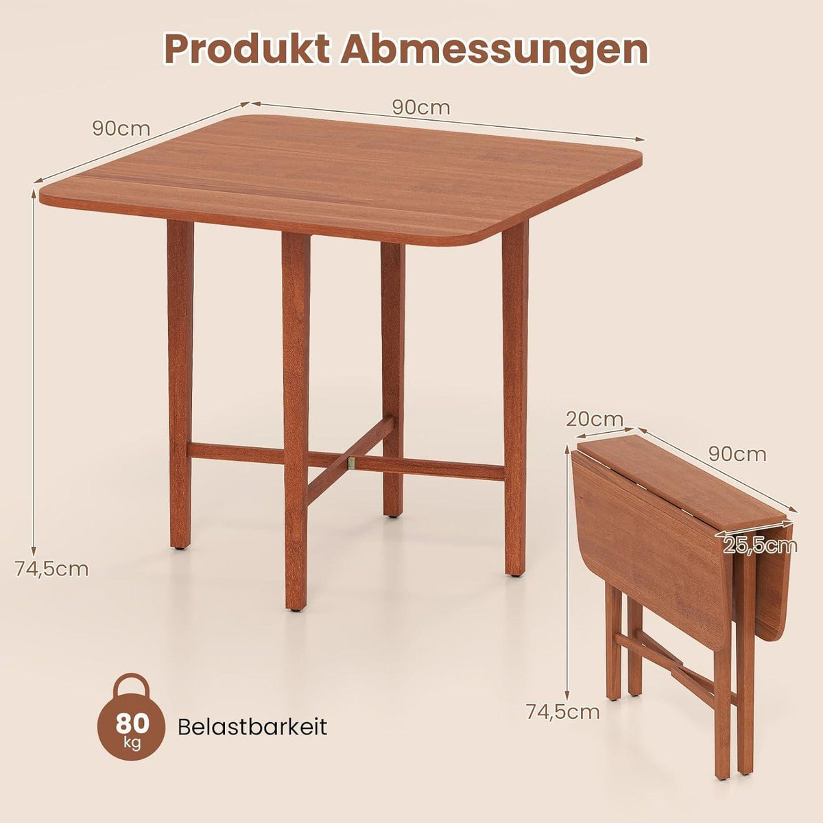 Klappbarer Esstisch Holz für 2-4 Personen – Küchentisch & Schreibtisch