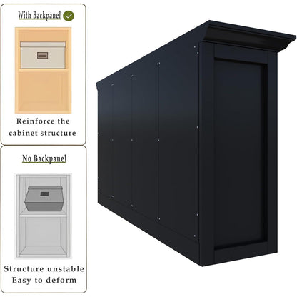 OSCHF 8-Fächers Bücherregal mit Sockel – Modernes Holzregal Schwarz