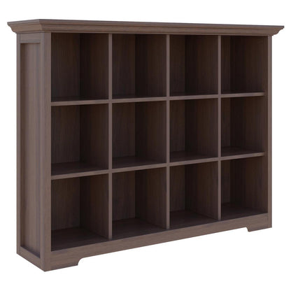 OSCHF 12-Fächer Bücherregal mit Sockel – Modernes Holzregal Walnuss