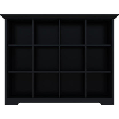 OSCHF 12-Fächer Bücherregal mit Sockel – Modernes Holzregal Schwarz