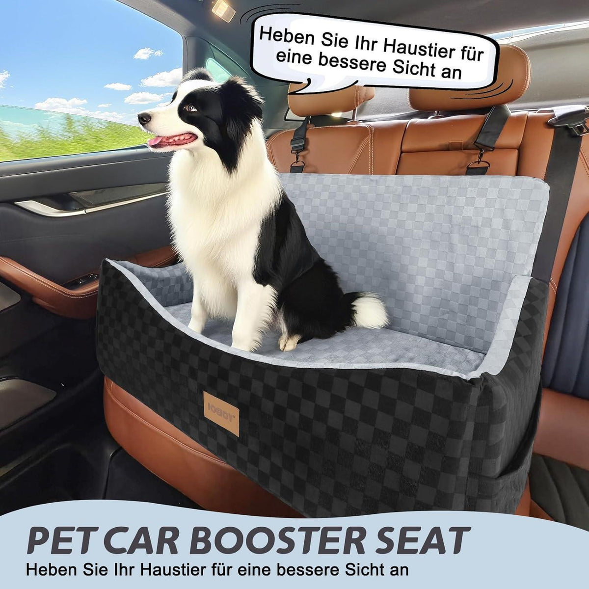 Hunde Autositz mit Leinen & Memory Foam – Grau