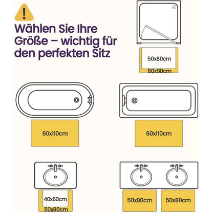 DEXI Badematte 60x110 cm - Rutschfest, Flauschig & Waschbar