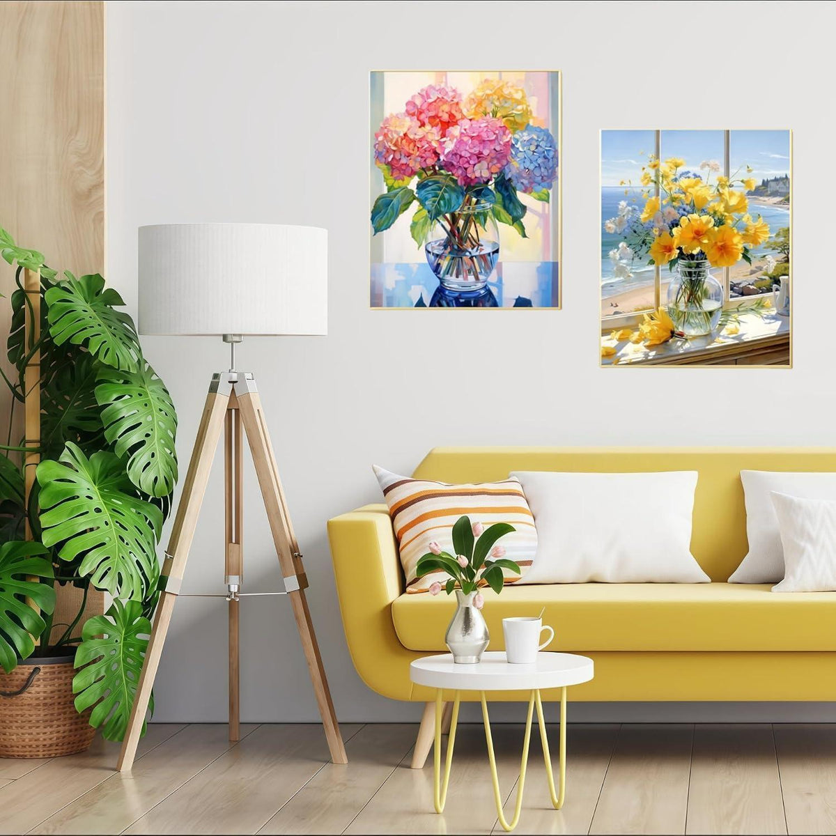 Diamant Painting 2er Set Blumen 5D Bastelset Wohnzimmer Deko