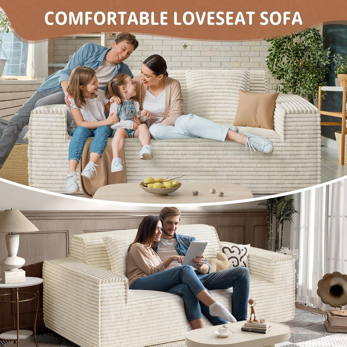 Boneless Cord Sofa mit Schlaffunktion – Modernes Wolkensofa Beige