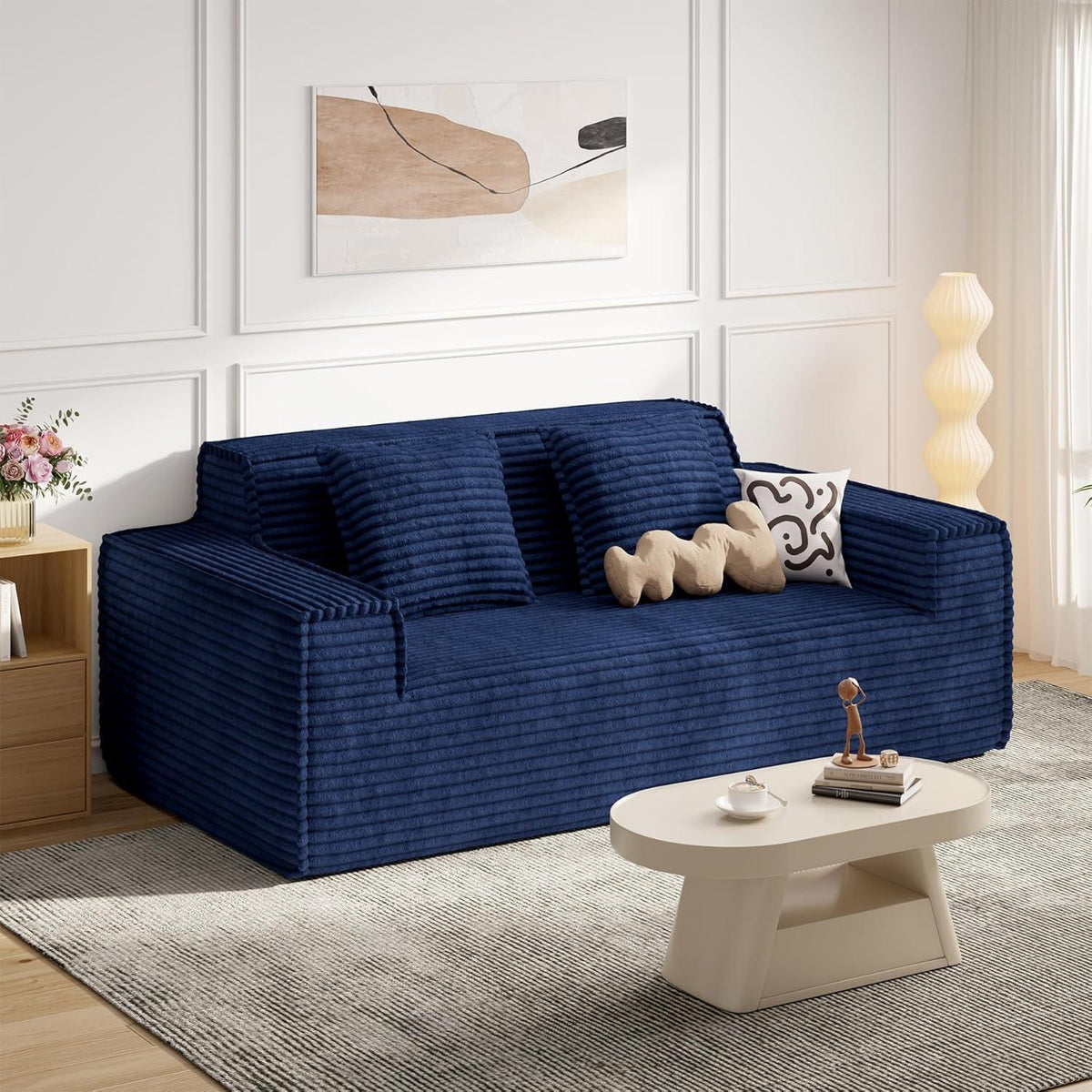 Boneless Cord Sofa mit Schlaffunktion – Modernes Wolkensofa Blau