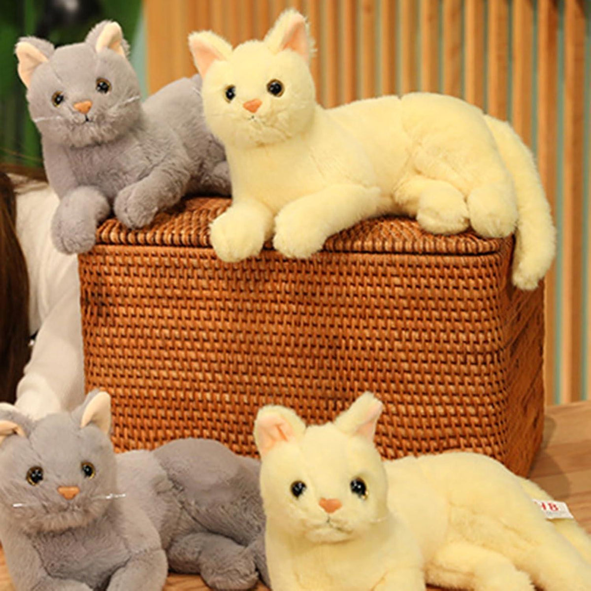 Lebensechte Katze Kuscheltier - 30/36cm Plüschkatze Grau