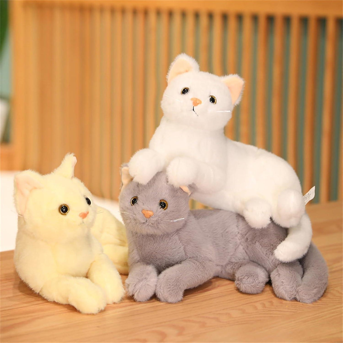 Lebensechte Katze Kuscheltier - 30/36cm Plüschkatze Grau