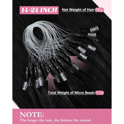 Echthaar Microring Extensions Schwarz 55 cm – Remy Gerade